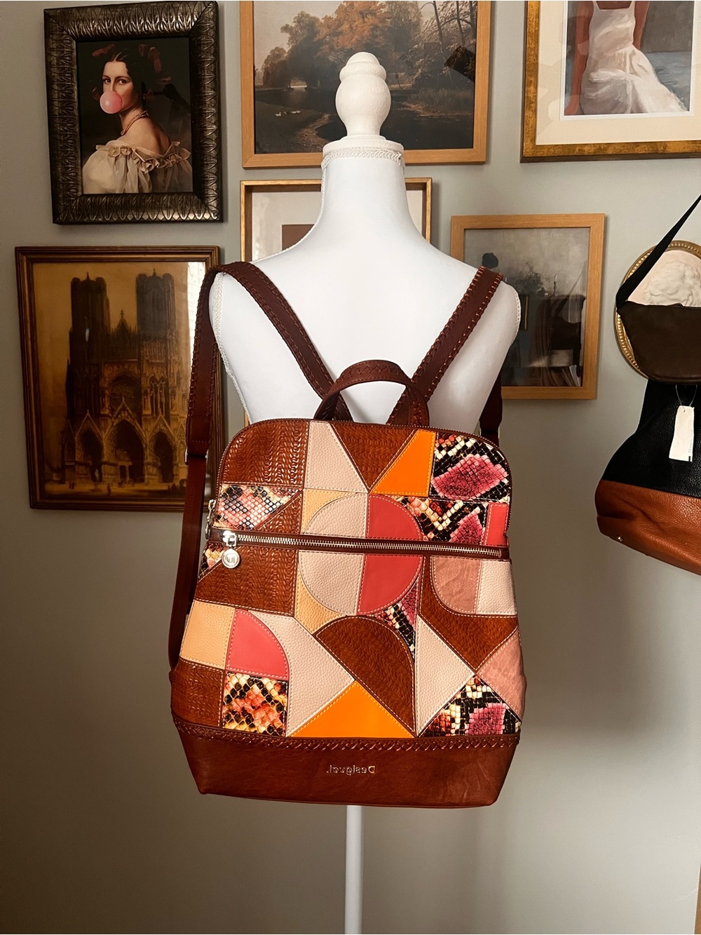Patchwork Leather Backpack - Multicolor - Picture 3 of 4